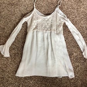 Off the shoulder long sleeve white summer dress